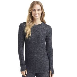 Cuddl Duds SoftKnit Long Sleeve Crew, Marled Gray